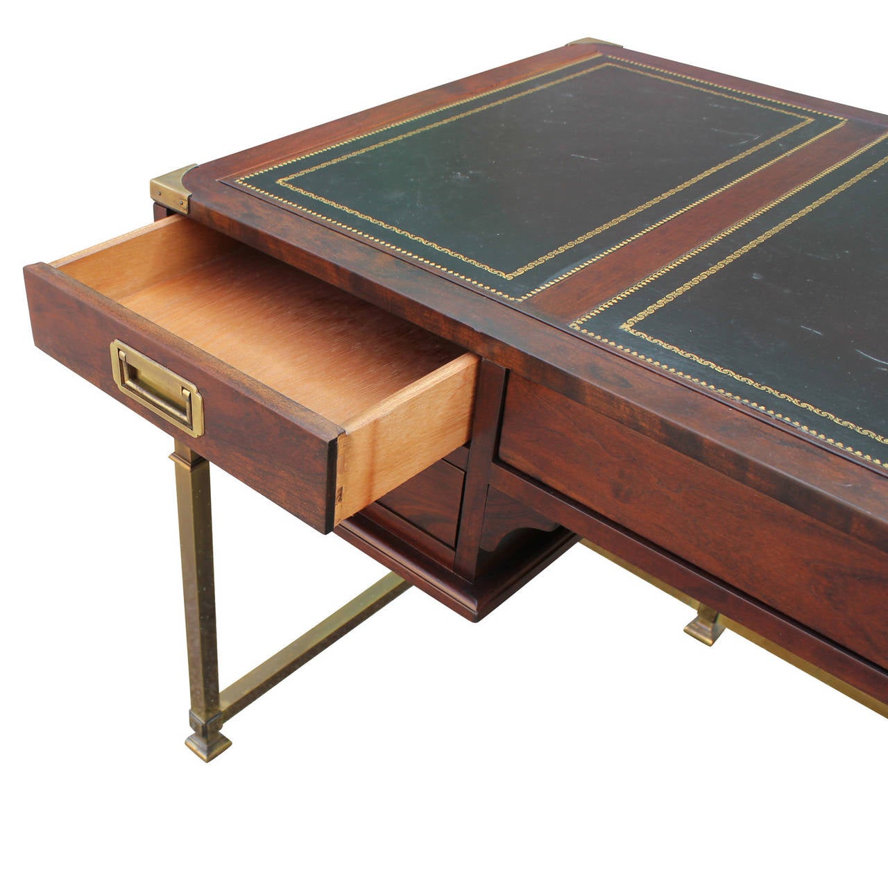 Mid-20th Century Excellent Campaign Style Desk with Brass Accents