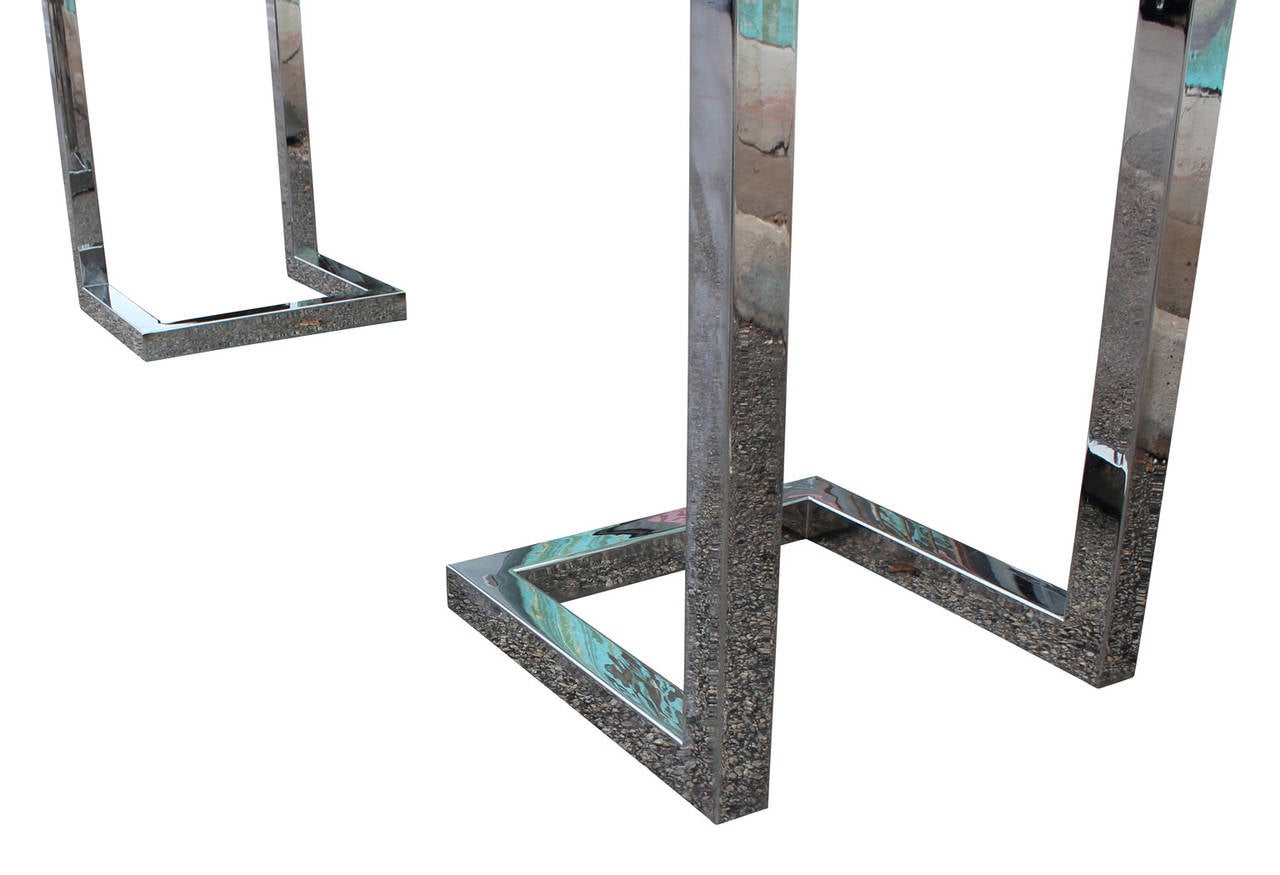 American Incredible Heavy Chrome and Brass Console Table