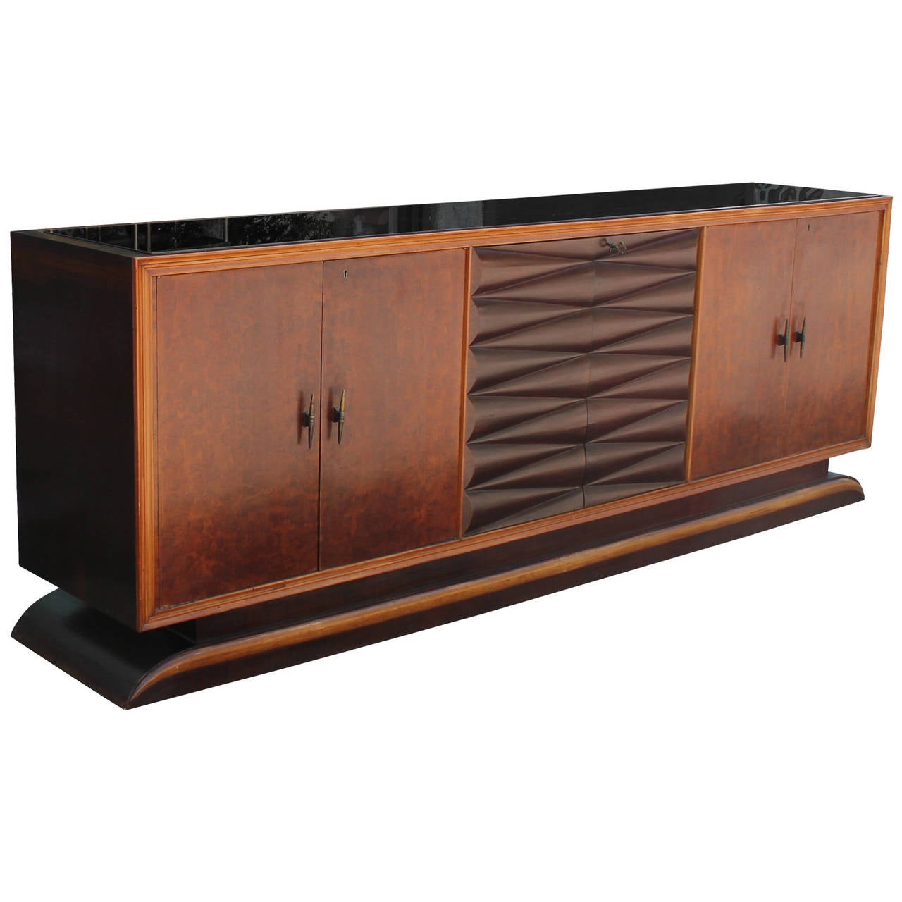 Mid-Century Modern Monumental and Stunning Burl Italian Sideboard