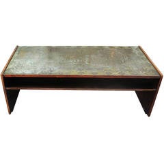 Incredible Etched Bronze and Rosewood Coffee Table by Urso