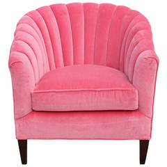 Fabulous Pair of Pink Velvet Barrel Back Chairs