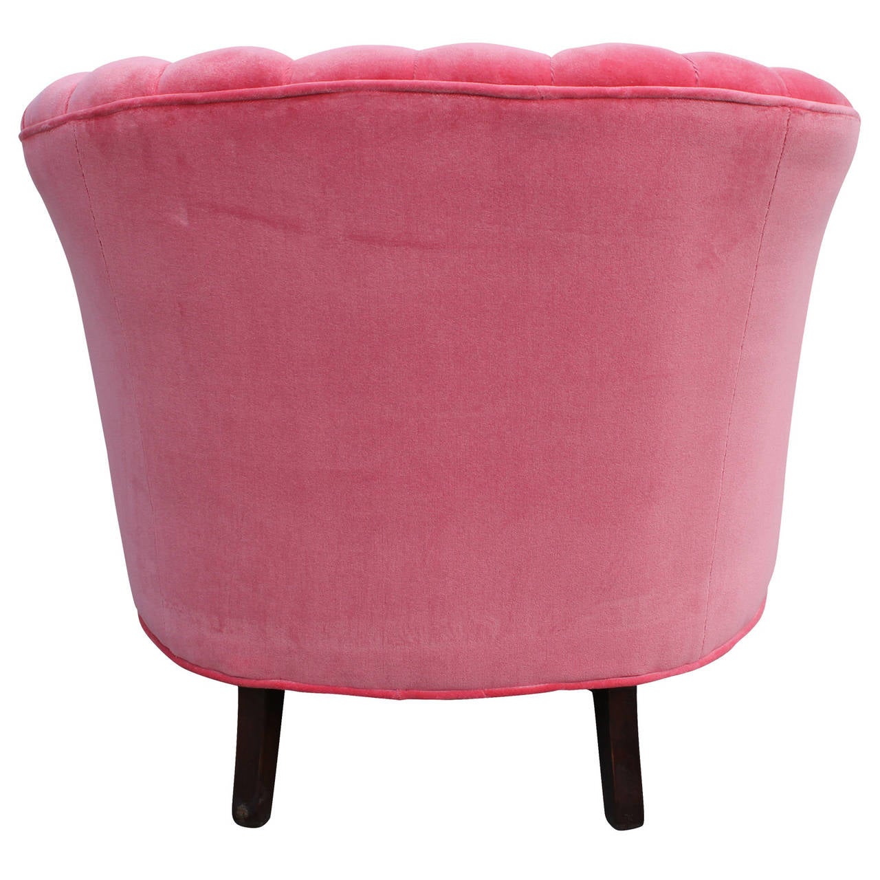 Mid-Century Modern Fabulous Pair of Pink Velvet Barrel Back Chairs