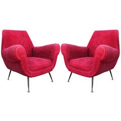 Fabulous Pair of Italian Lounge Chairs Attributed to Ezio Minotti