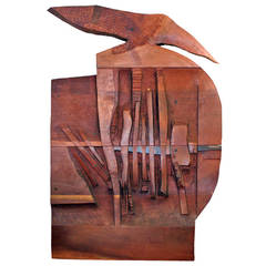 Monumental Walnut Brutalist Wall Sculpture by Nan Dietert 2