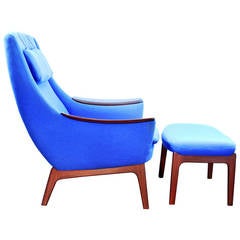 Stunning Modern Lounge Chair and Ottoman by LK Hjelle or Gerhard Berg
