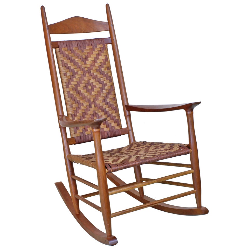 Superb Danish Style Custom Rocking Chair with Woven Seat