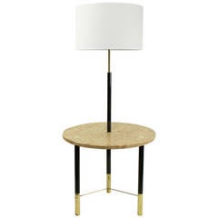 Harvey Probber Fossil Marble Table Lamp with Brass Feet