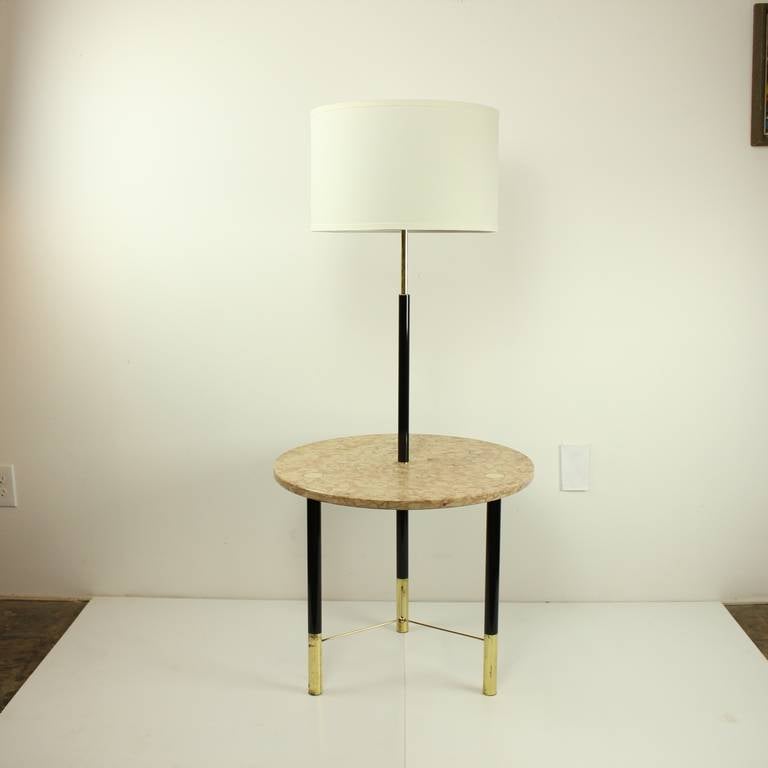Harvey Probber Fossil Marble Table Lamp with Brass Feet
