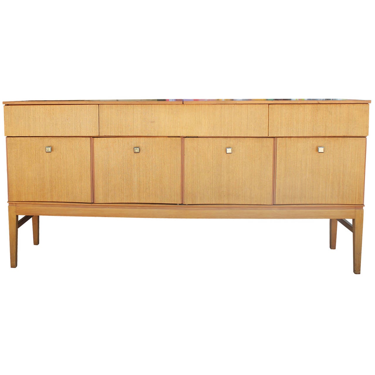 Mid Century Modern Light Wood SlidingTop Dry Bar Sideboard For Sale at