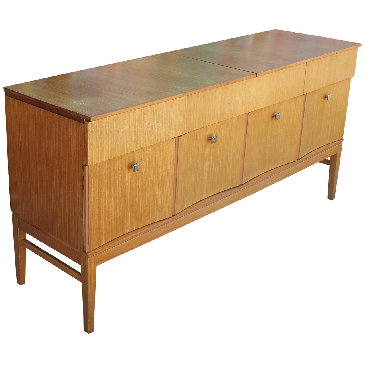 Mid Century Modern Light Wood SlidingTop Dry Bar Sideboard For Sale at