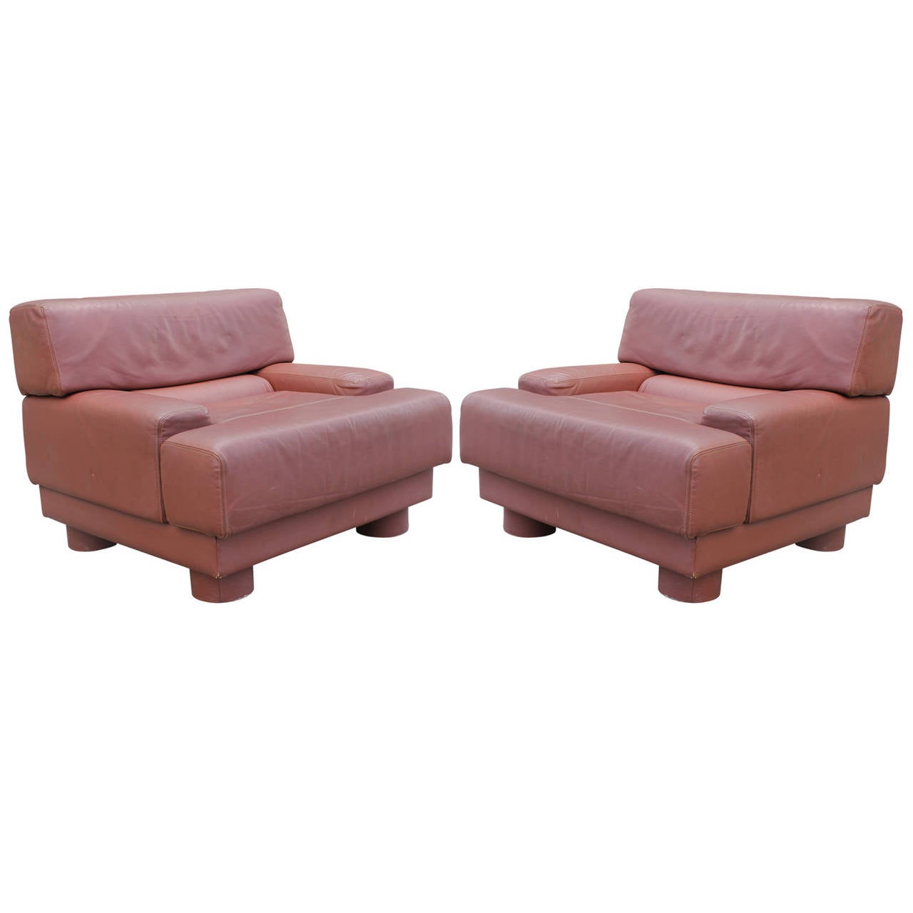 Pair of Mid Century Modern Leather Lounge Chairs by Percival Lafer For