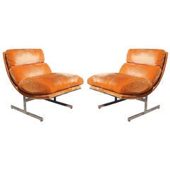 Pair of Bold Kipp Stewart for Directional Chrome Chairs