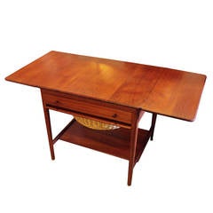 Hans Wegner Teak Sewing Table with Basket