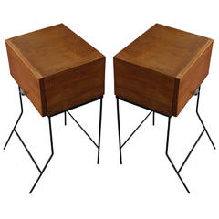 Vintage Pair of Industrial Side Tables or Night Stands