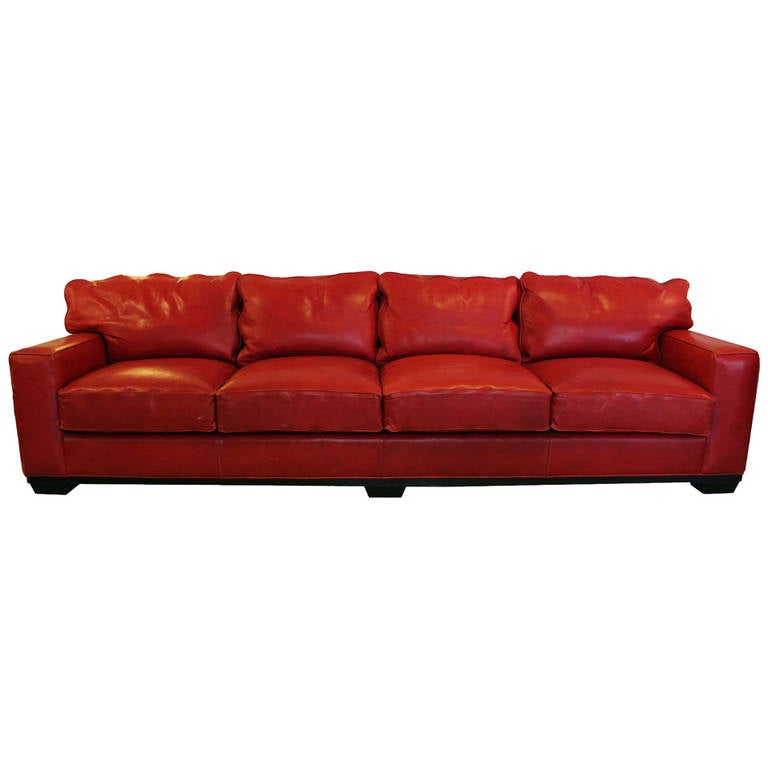 Monumental 10 Foot Red Leather Sofa by Swaim at 1stDibs | 10 foot sofa, 10  foot couch, 10 foot leather sofa