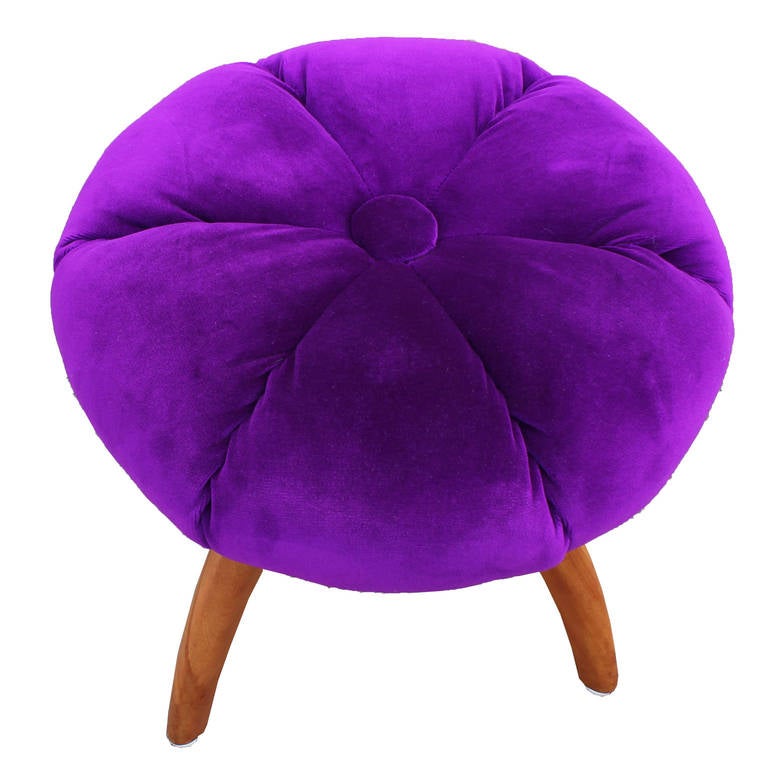 Restored purple velvet swiveling ottoman / stool by Heywood wakefield.