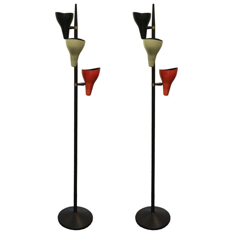 Mid-Century Modern Pair of Lightolier Gerald Thurston Floor Lamps