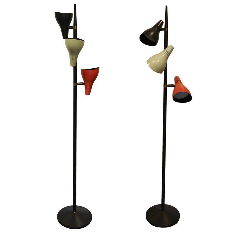 Mid-20th Century Pair of Lightolier Gerald Thurston Floor Lamps