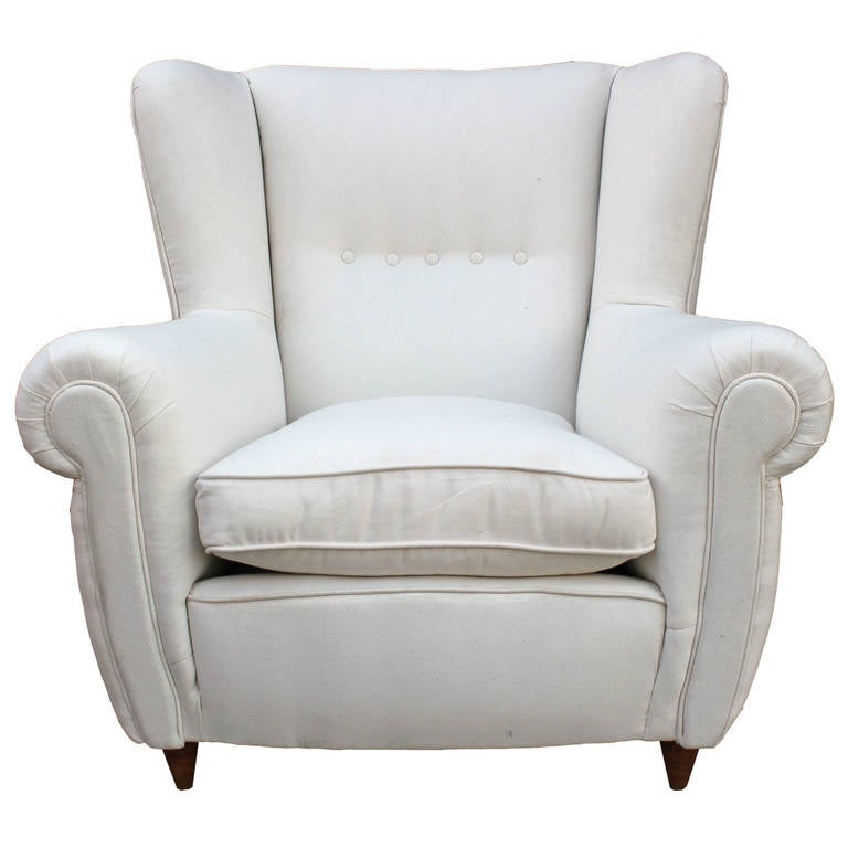 Stunning Pair of Paolo Buffa Style Wingback Lounge Chairs