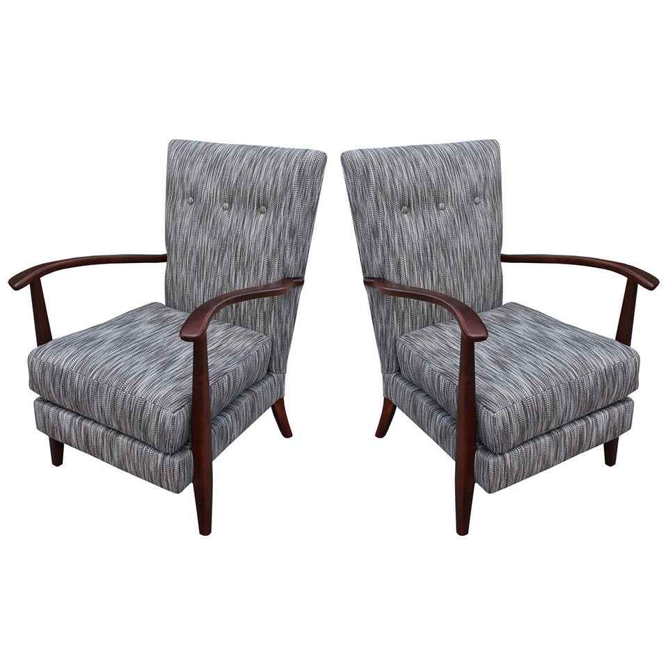 Restored Italian Armchairs, Paola Buffa Style