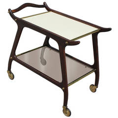 Sculptural Italian Bar Cart with Brass Accents 12