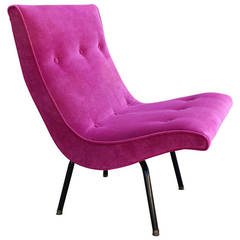 Retro Push Pink Velvet Swivel Scoop Chair