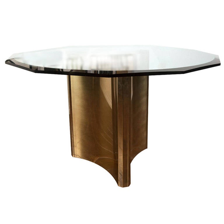 Mastercraft Brass Pedestal Dining Table at 1stDibs