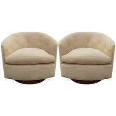 Pair of Milo Baughman Swivel Barrel Back Chairs
