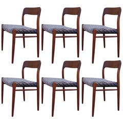 6 JL Moller Teak Dining Chairs Model 75