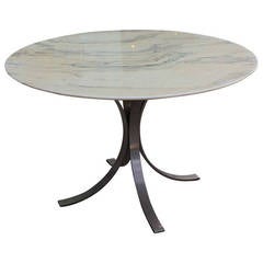 Osvaldo Borsani Style Marble Table with Steel Base
