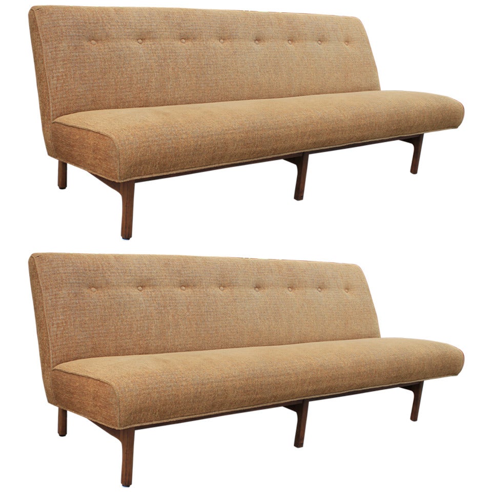 Pair Of Jens Risom Style Armless Sofa