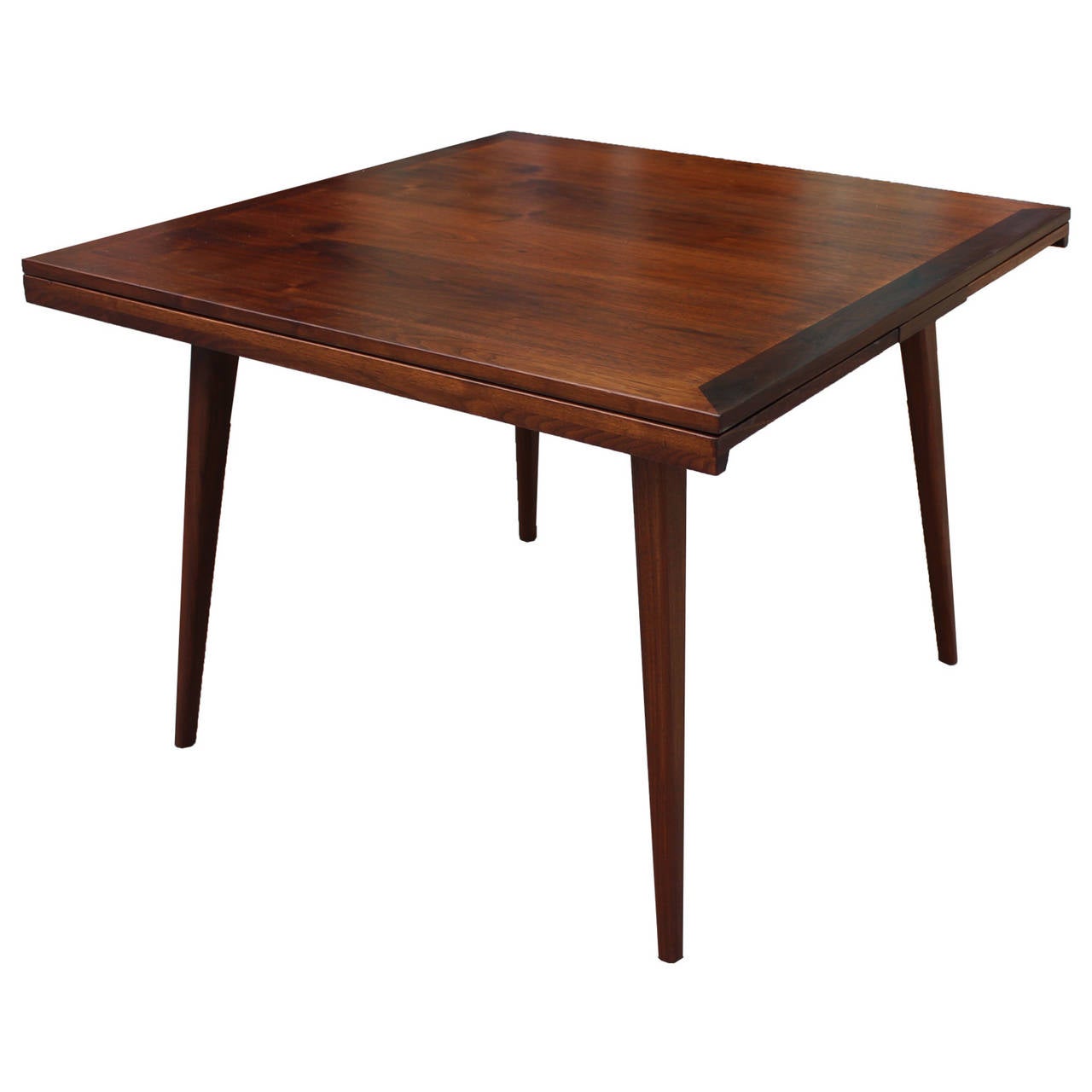 Jens Risom Style Extendable Walnut Square Table