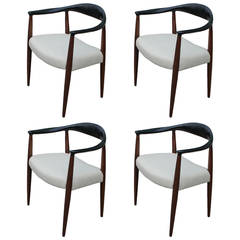 Set of 4 Hans Wegner Style "The Chairs" with Black Backs