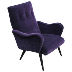 Opulent Sculptural Italian Purple Armchair