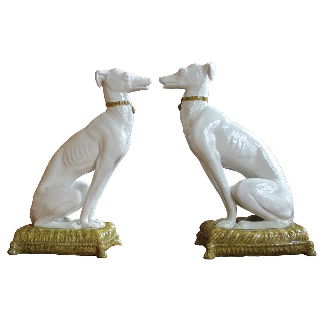 Great Pair of Italian Greyhound Sculptures. Signed CB. In excellent condition. Circa 1950s. Great accessory to any room.