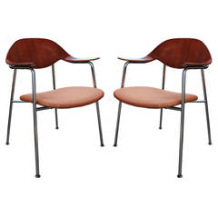 Rare Pair of Plycraft Armchairs in Molded Walnut George Mulhauser Style 7