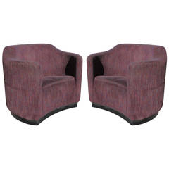 Pair of Unusual Curved Front Club Chairs