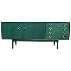 Stunning Emerald Green and Brass Credenza