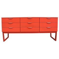 Orange Lacquered 9 Drawer Dresser