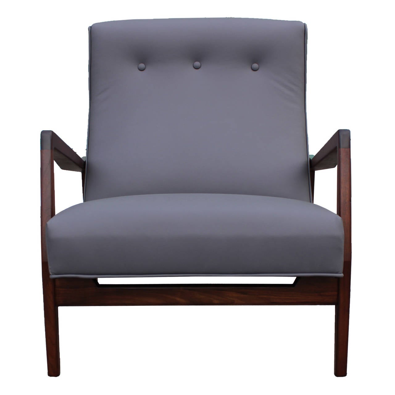 Jens Risom Grey Leather Chair and Ottoman at 1stdibs