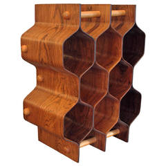 Swedish Bent Rosewood Honeycomb Wine Rack