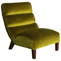 Large Luxe Green Velvet Scoop Slipper Chair