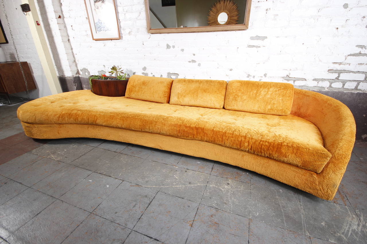 Mid-Century Modern Monumental Adrian Pearsall Sofa with Walnut Planter