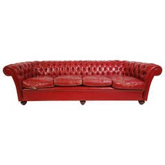 Vintage Oxblood Red Leather Chesterfield Sofa