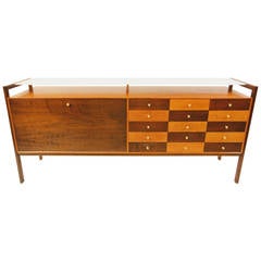 Rare Milo Baughman for Arch Gordon Credenza with Milk Glass Top