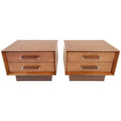 Mid-Century Modern Walnut and Rosewood Nightstands by Lane