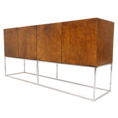Stunning Burl Wood Floating Credenza by Milo Baughman