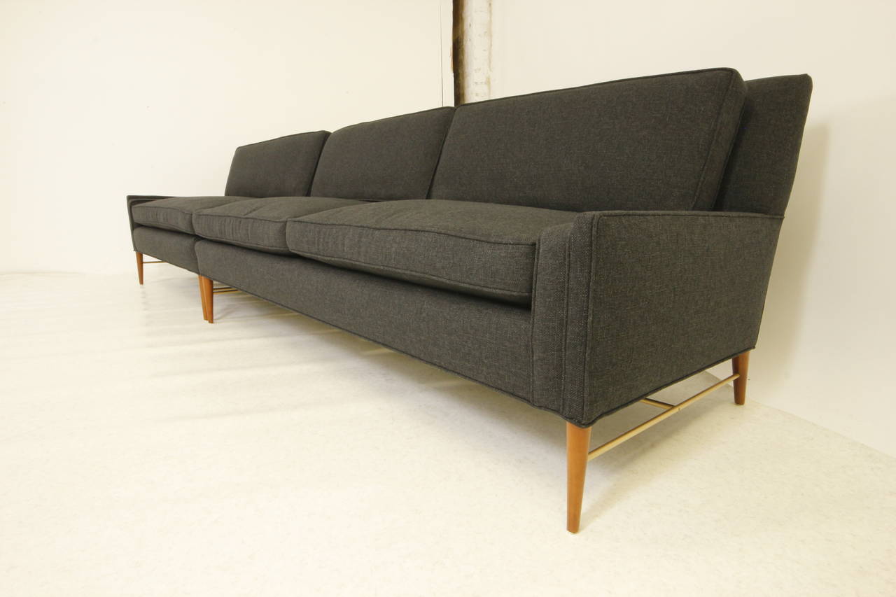 Mid-20th Century Stunning Paul McCobb Two-Sofa with Brass Stretcher for Directional