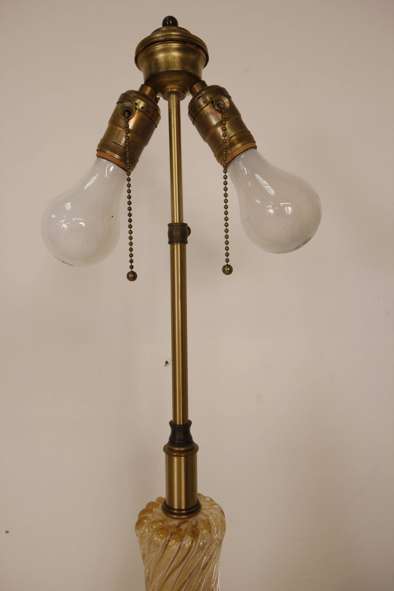 Mid-20th Century Phenomenal Pair of Avventurina Handblown Gold Murano Table Lamps For Sale