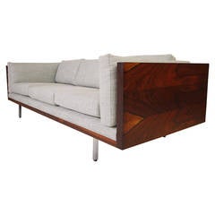 Mid-Century Modern Rosewood Tuxedo Sofa by Milo Baughman
